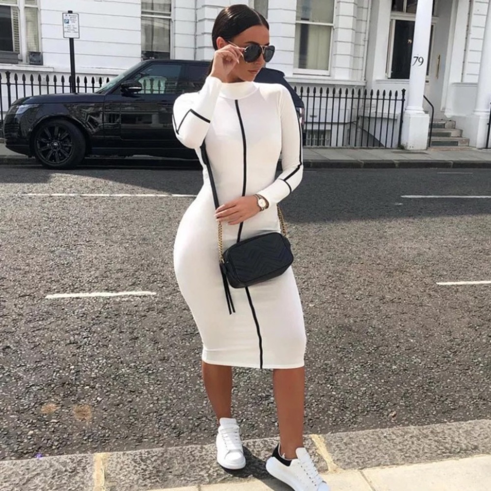 White and black stripe dress